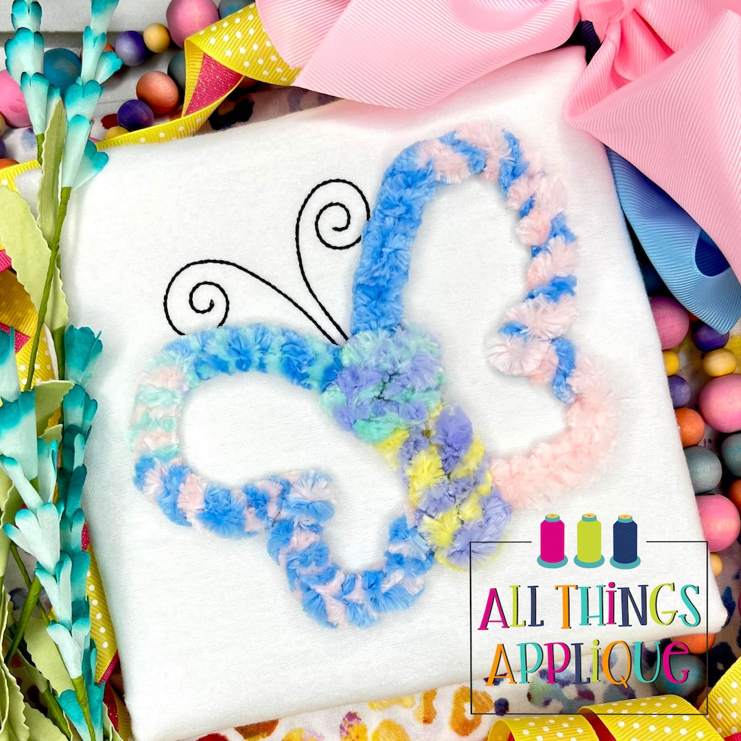 Butterfly Yarn Applique Design Machine Embroidery Applique Design to Be