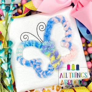 Butterfly Yarn Applique Design - Machine Embroidery Applique Design to be stitched with Chenille Yarn