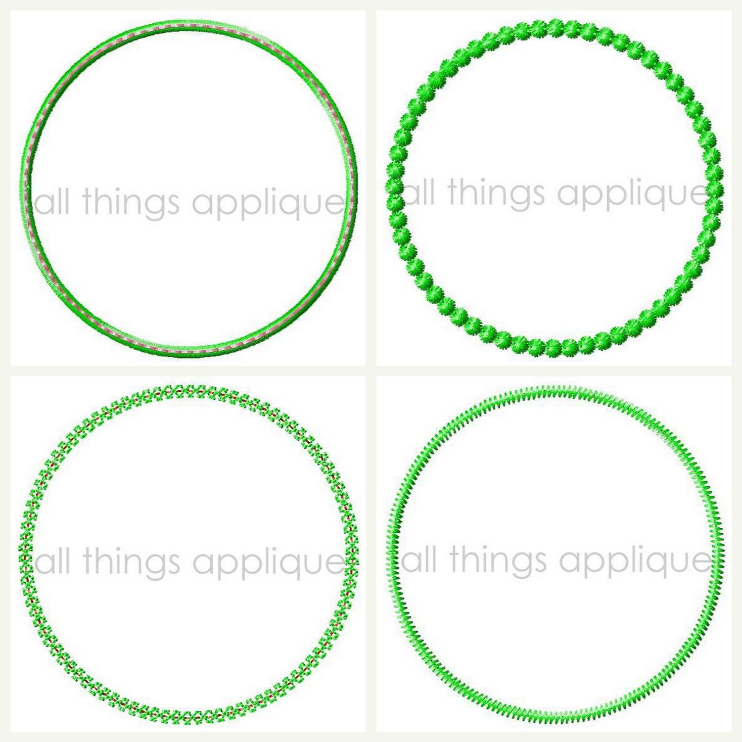 Circle Patch Applique Design - 4 Stitch Styles - 3 Sizes Each - Satin…