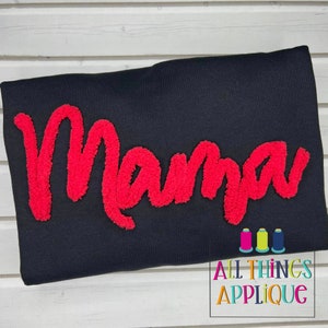 Mama Machine Embroidery Yarn Design - Mama Hand Lettered Embroidery Design to Stitch with Yarn