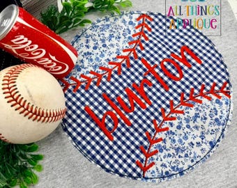 Patchwork Baseball Applique Design - Bean Stitch Machine Embroidery Design - Instant Download