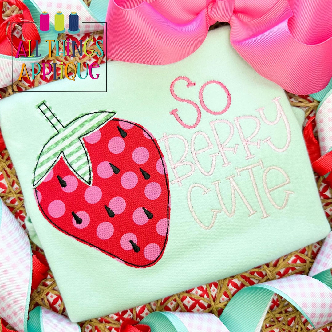 So Berry Cute Applique Design Bean Stitch Applique Design Etsy