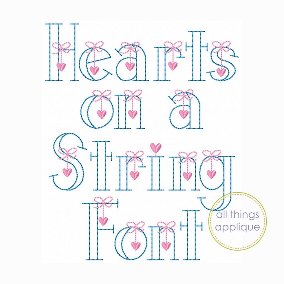 Hearts on a String Embroidery Font BEAN Stitch 1267 Etsy
