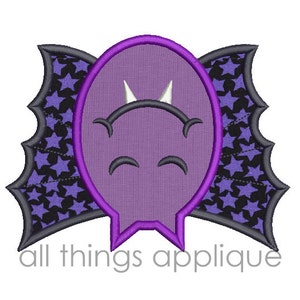 Hanging Bat - Satin Stitch Applique Design (#683) - Machine Embroidery Design - INSTANT DOWNLOAD