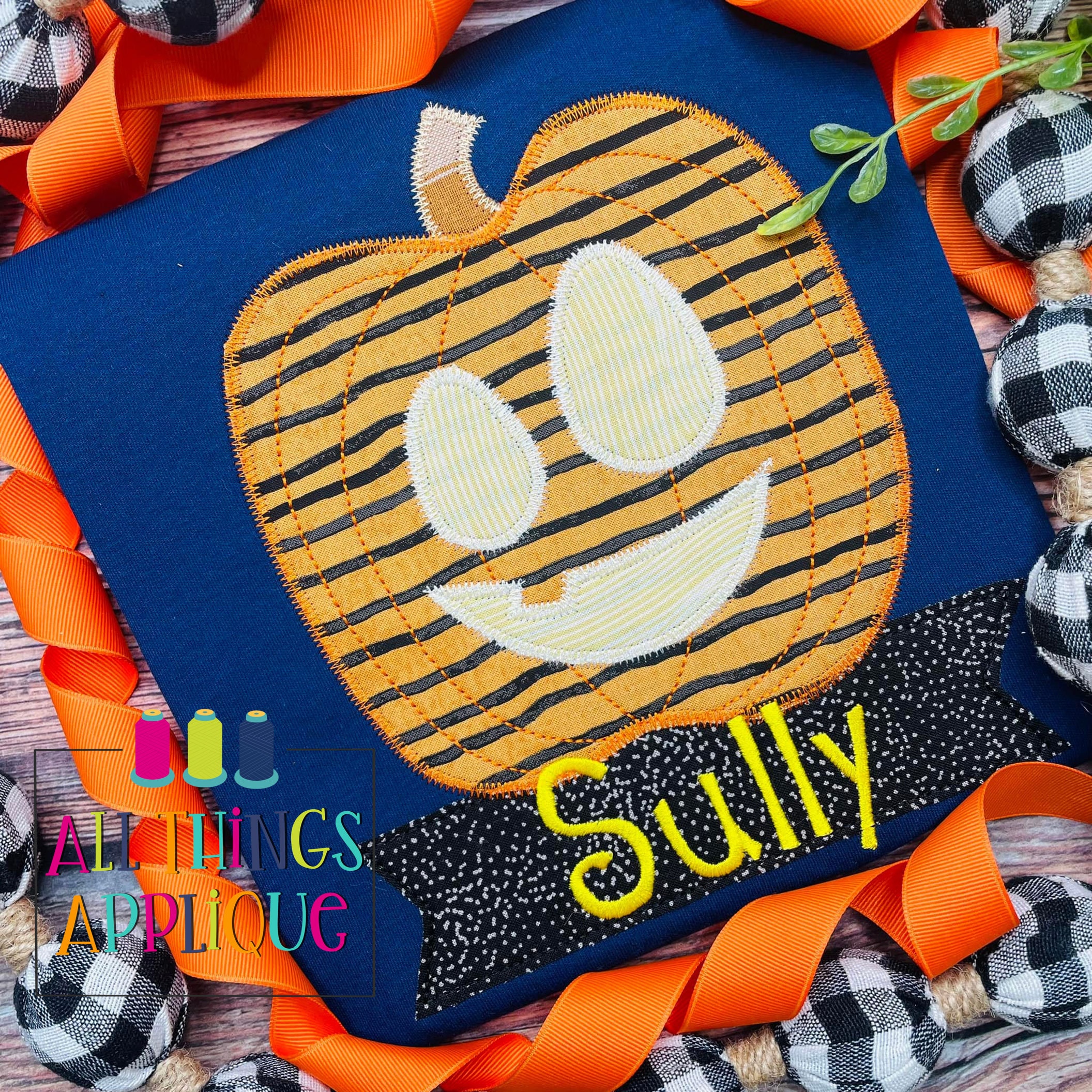 Jack O Lantern Zig Zag Stitch Machine Embroidery Applique - Etsy