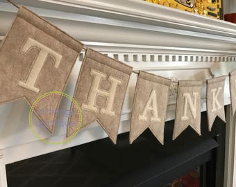 Thankful Banner In-the-Hoop Applique Design (#1049) - Thanksgiving Applique - 4 Sizes - INSTANT DOWNLOAD