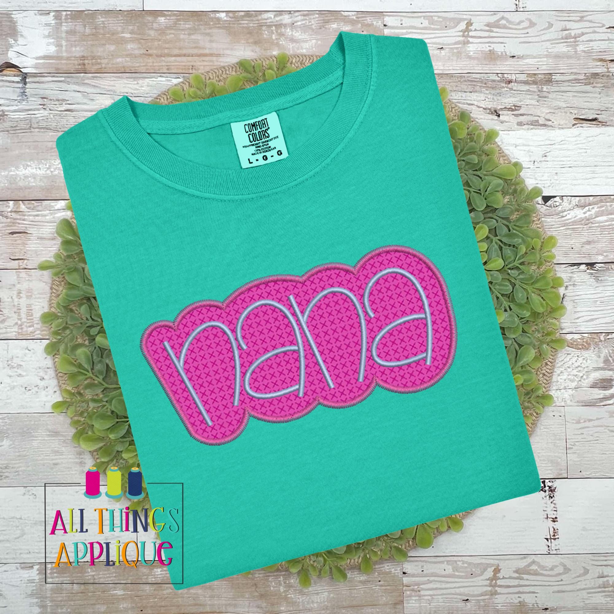 ハンドメイドななま Nana Hand Lettered Zig Zag Stitch Double Applique Design for
