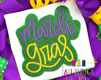 Mardi Gras Satin Stitch Embroidery Design Zig Zag Applique in the Background - Machine Embroidery Mardi Gras Design