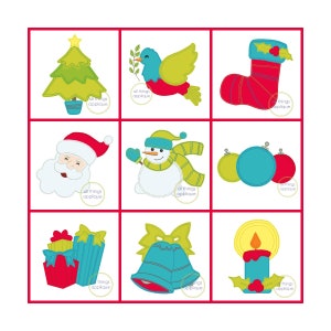 Folk Chirstmas Set 9 Designs - Bean Stitch Applique Design (#1229) - 4 Sizes - INSTANT DOWNLOAD - Christmas Applique Design