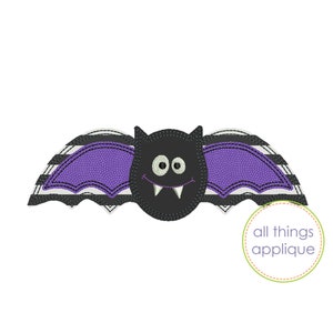 Double Layer Bat Applique Design - Bean Stitch - Halloween Applique Design for Machine Embroidery