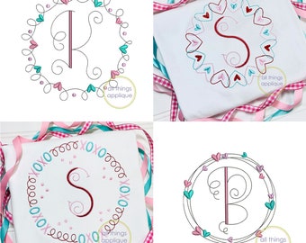 Valentine Embroidery Frame Bundle Set - 4 Monogram Frames (#1522) - INSTANT DOWNLOAD - 4 Sizes