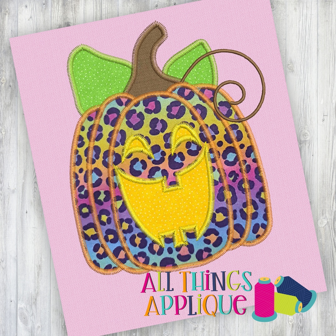 Halloween Applique Design - Happy Jack O Lantern Pumpkin Zig Zag Stitch ...