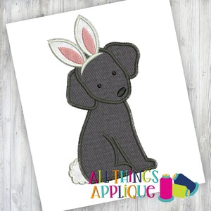Labrador Retriever Machine Embroidery Applique Design with Bunny Ears - Zig Zag Stitch (#1331) - Easter Applique Design - INSTANT DOWNLOAD