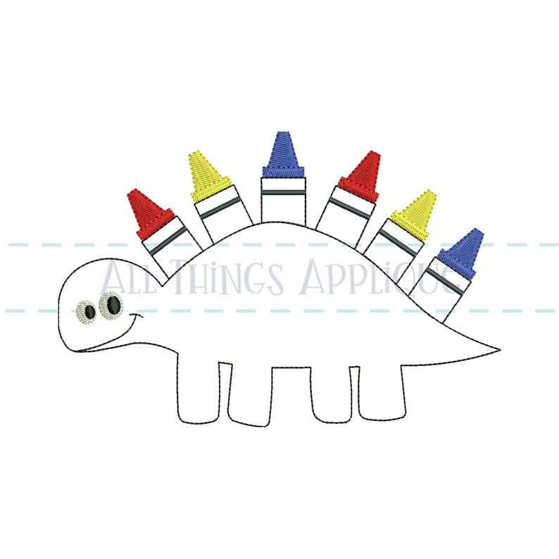 Back to School Stegosaurs Dinosaur With Crayons - Bean Stitch Machine ...