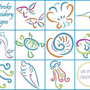 Seastroke Set - Machine Embroidery Designs - 10 Designs - 3 Sizes Each - INSTANT DOWNLOAD
