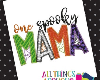 One Spooky Mama Halloween Machine Embroidery Zig Zag Applique Design by All Things Applique