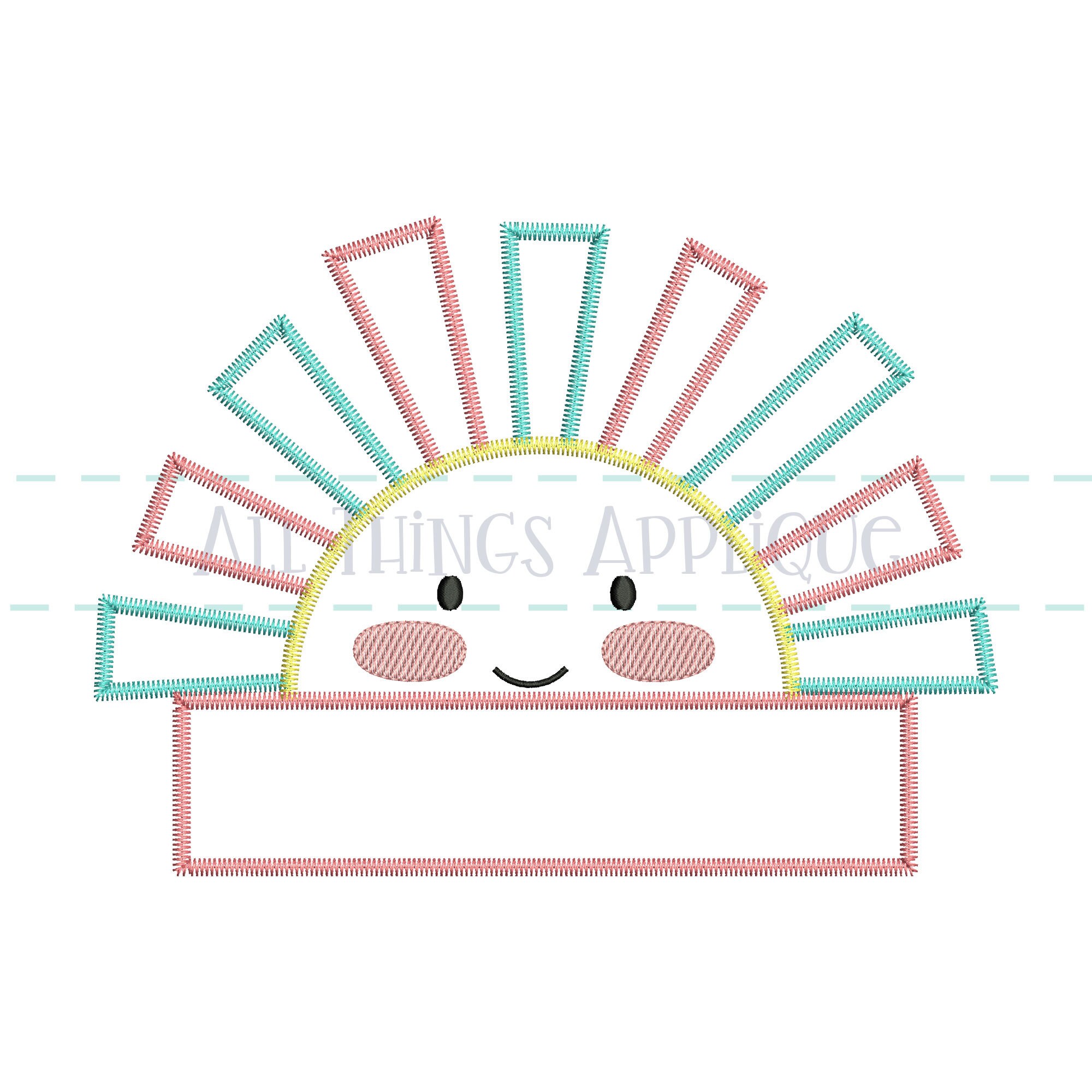 Sun Applique Design With Rays and Name Box for Personalization - Sun ...