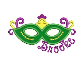 Mardi Gras Mask Applique Design - 4 Sizes - Machine Embroidery Designs - INSTANT DOWNLOAD