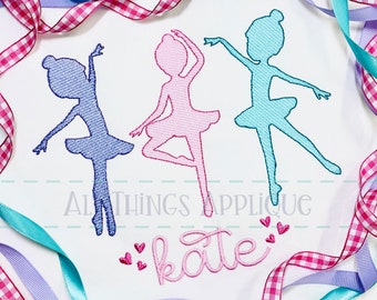 Ballerina Trio sketch stitch embroidery design | Ballet Embroidery | Machine Embroidery Design Pattern | All Things Applique