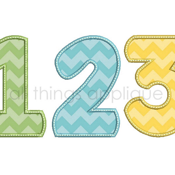 Happy Applique Numbers - Numbers 0-9 - 3 Sizes - Machine Embroidery Design - INSTANT DOWNLOAD