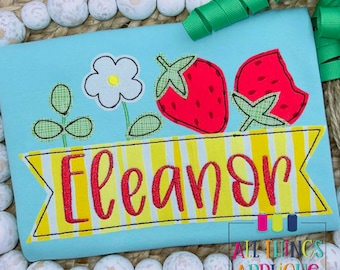 Diseño de apliques de fresas en crecimiento: de la semilla a la flor, de la fresa al alimento: diseño de apliques de puntada de frijol para bordado a máquina