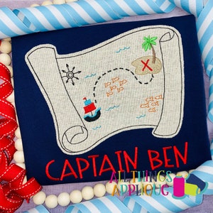 Applique Design carte au trésor pour broderie Machine - haricot point vintage - motif de broderie bateau pirate or - toutes les choses en applique