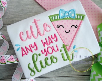 Watermelon Applique Design - Cute any way you slice it - Satin Stitch by All Things Applique