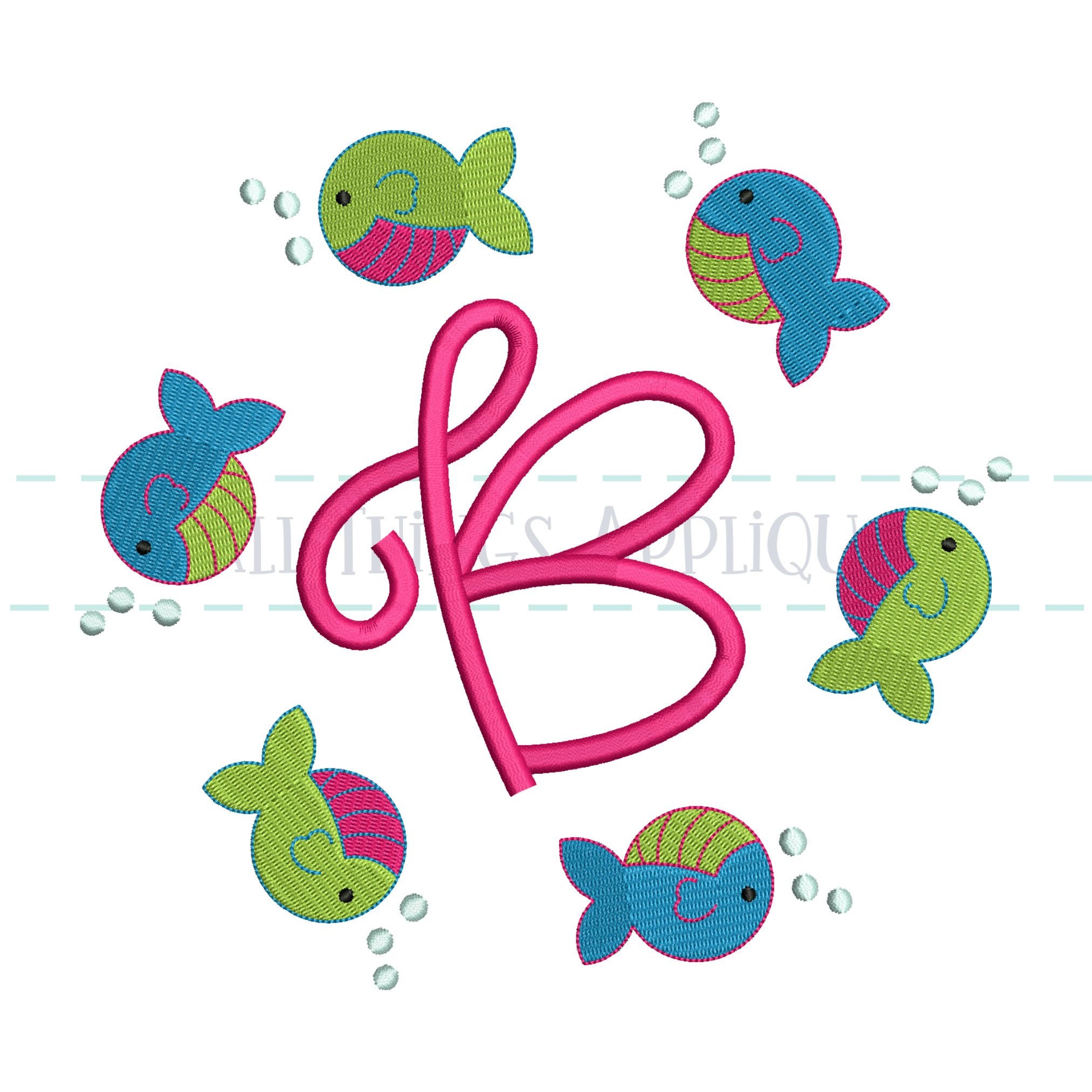 Fish Monogram Frame Embroidery Design for Use With Embroidery Machine ...