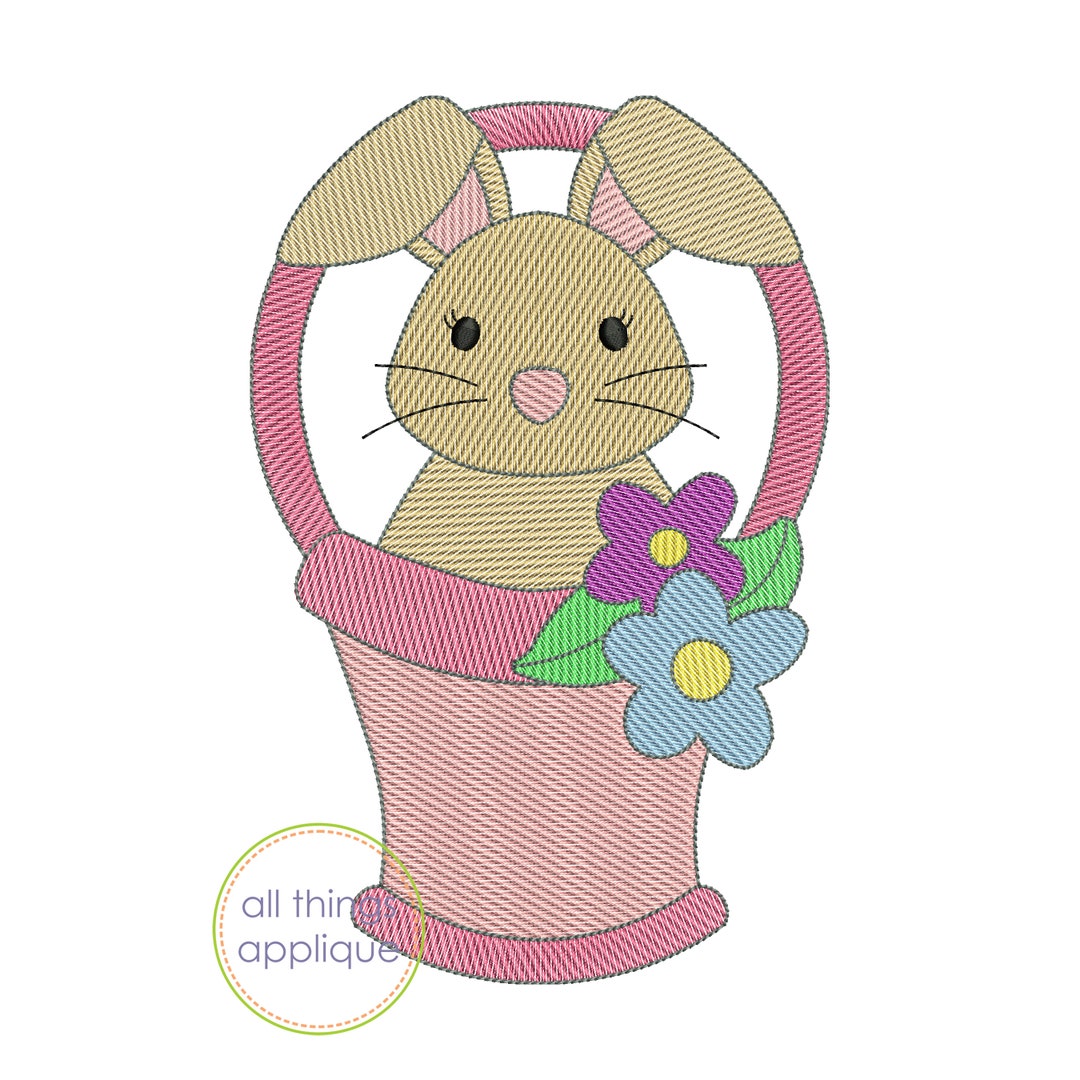 Sketch Stitch Easter Machine Embroidery Design | Easter Bunny in Basket ...
