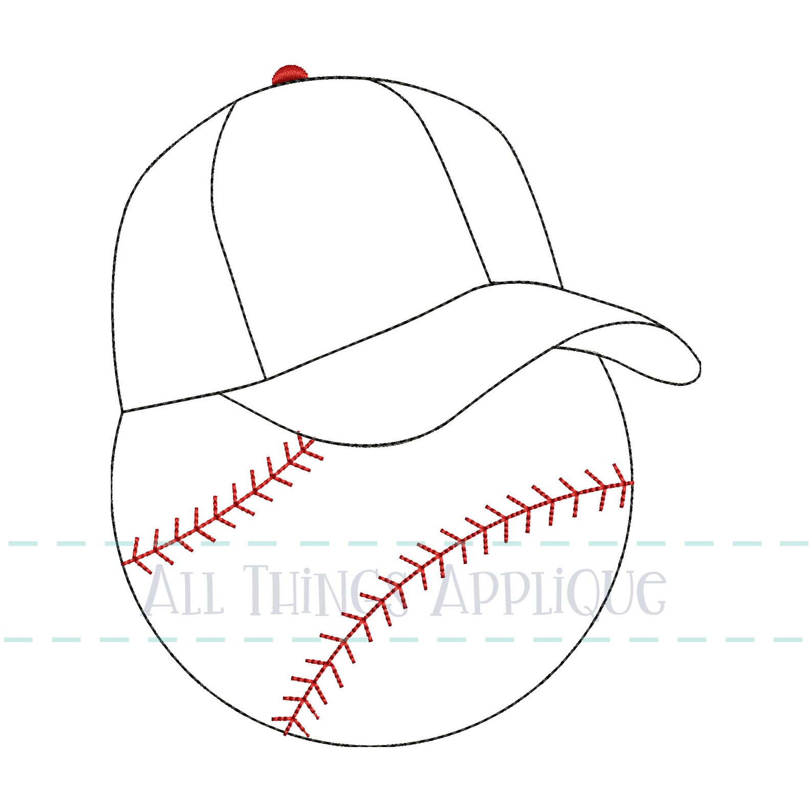 Baseball Applique Design for Machine Embroidery Bean Stitch Etsy
