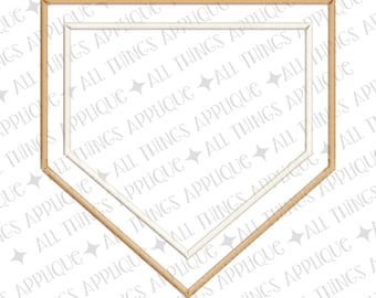 Home Plate Double Layer Applique Design - Zig Zag Stitch Machine Embroidery Design - Instant Download