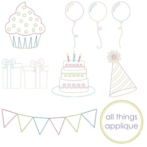 Birthday Quick Stitch Set Embroidery Designs (#1009) - Machine Embroidery Design - INSTANT DOWNLOAD
