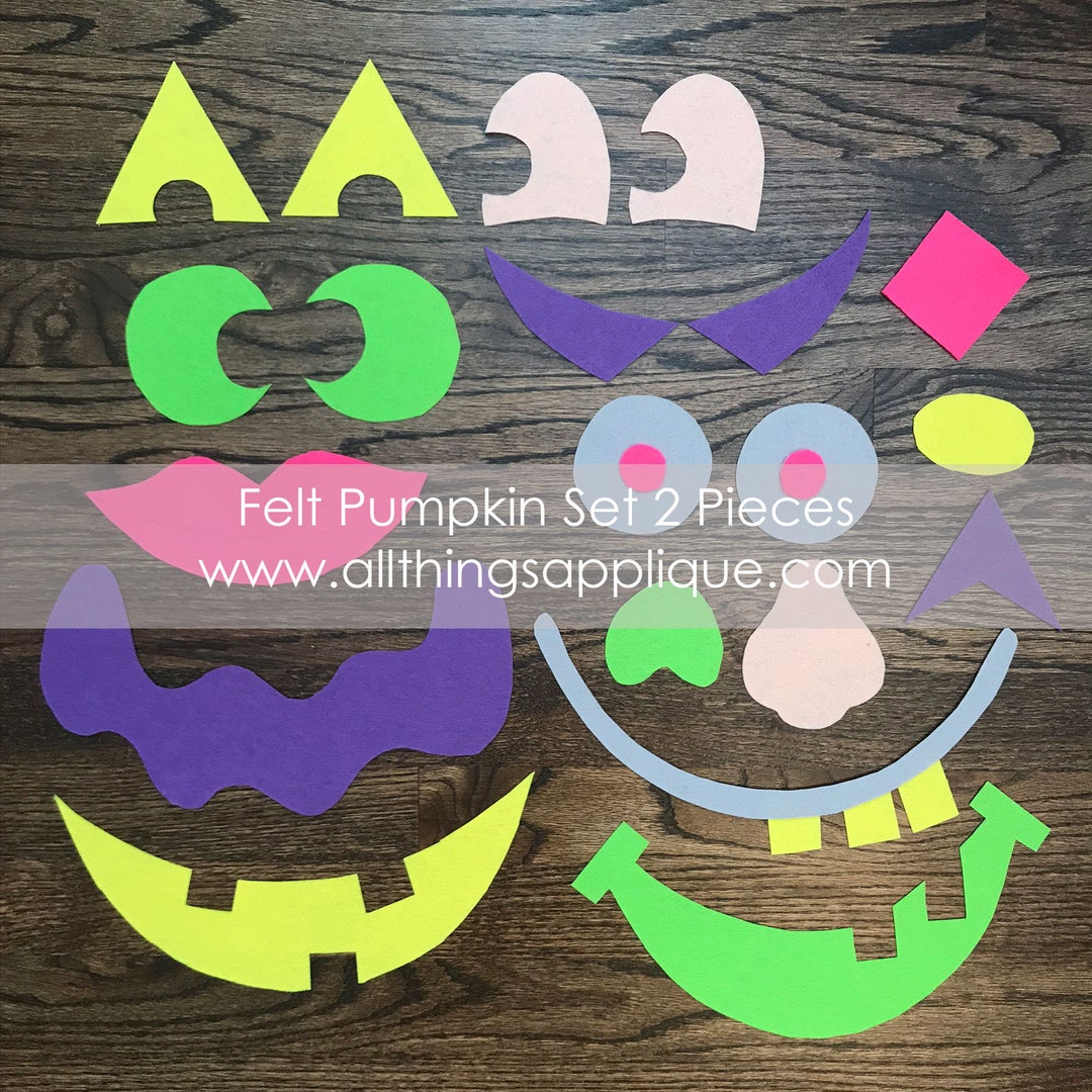Felt Pumpkin SET 2 DIY Pattern - PDF - No Sewing No Embroidery - Trace ...