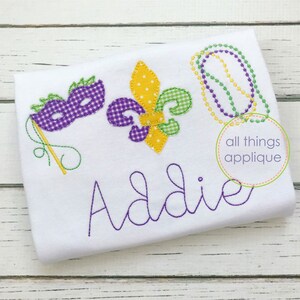 Mardi Gras Trio 1 Applique Design - BEAN Stitch (#1075) - Easter Applique Design - INSTANT DOWNLOAD