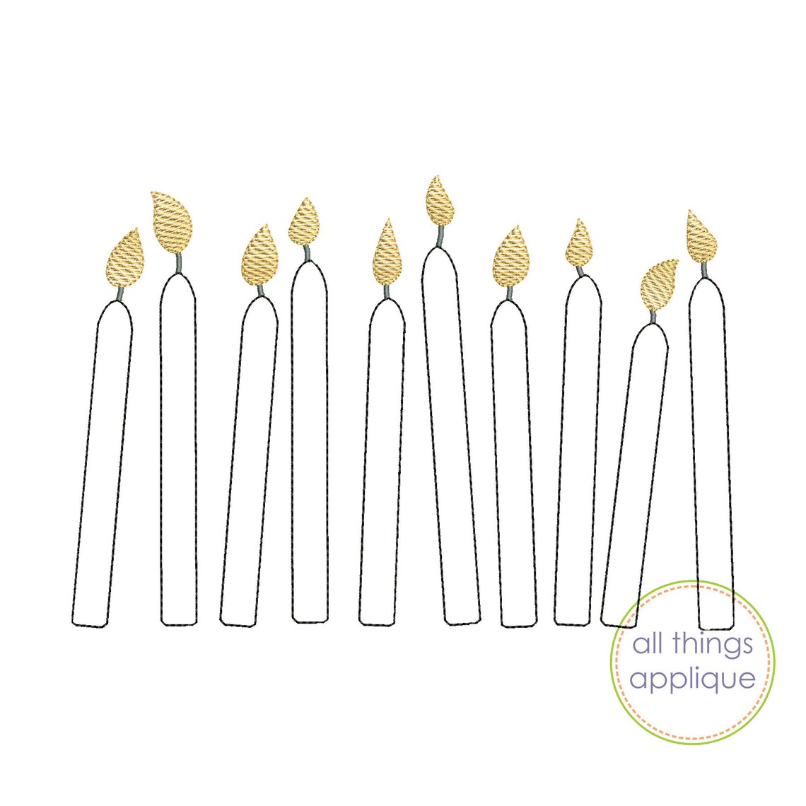 Birthday Applique Design Candle Ages 1 2 3 4 5 6 7 8 Etsy