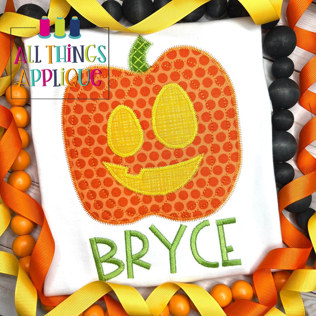 Jack O Lantern Zig Zag Stitch Machine Embroidery Applique Design for ...