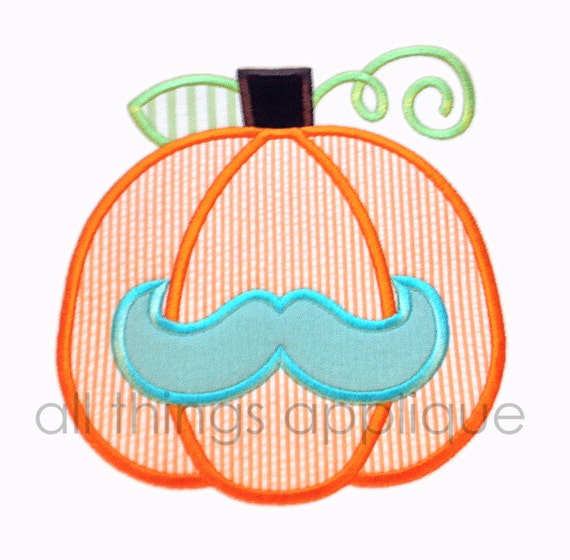 Mustache Pumpkin Applique Design 4 Sizes INSTANT DOWNLOAD | Etsy