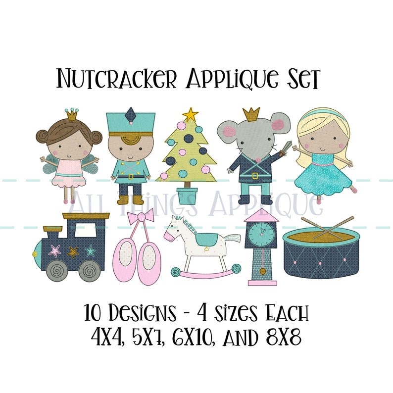 Nutcracker Applique Design Set Clara Sugar Plum Fairy King Etsy