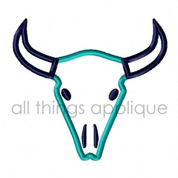 Tribal Skull Applique Design - 4 Sizes - Bean AND  Satin - Machine Embroidery Design - INSTANT DOWNLOAD