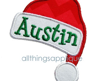 Santa Hat Applique - Christmas Applique Design - 3 Sizes - INSTANT DOWNLOAD