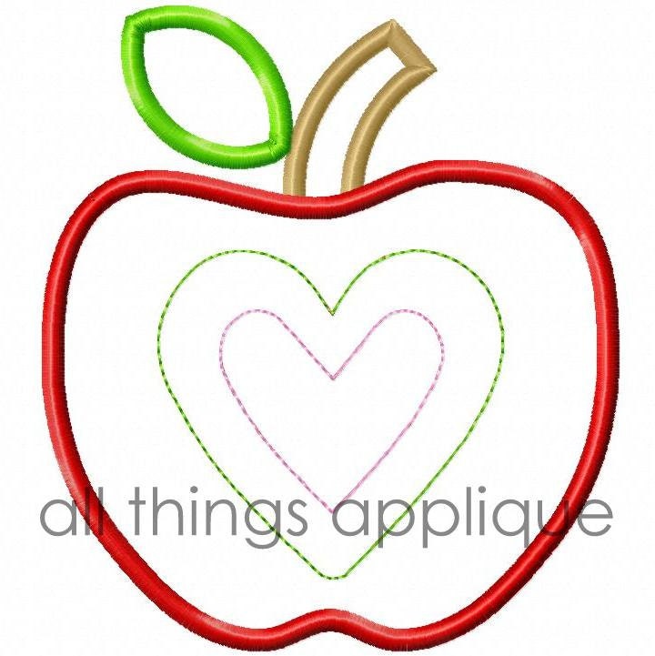 Apple with Accent Applique Design Set 657 4 Designs: | Etsy