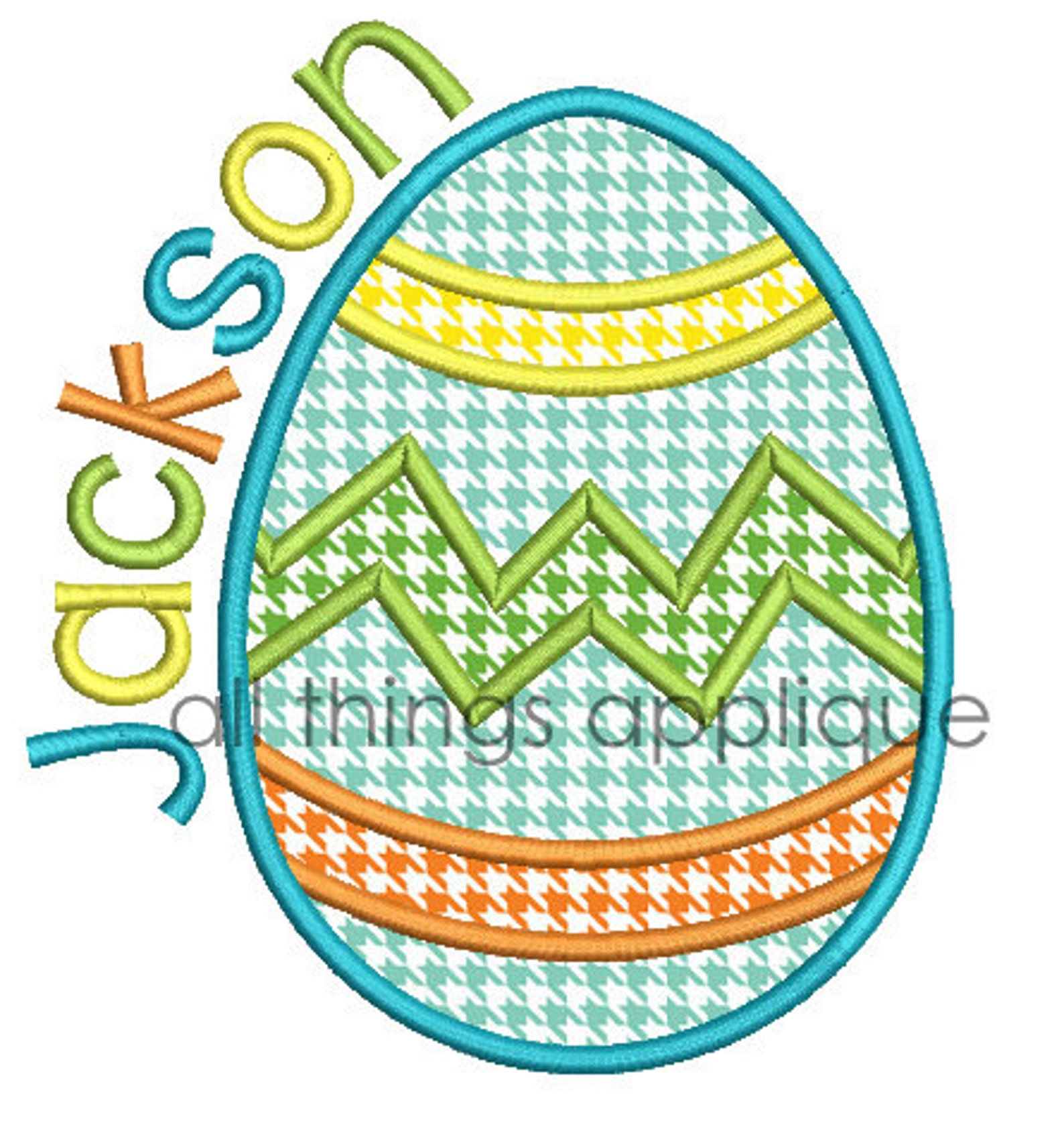 Easter Egg Machine Embroidery Applique Design With Chevron Etsy