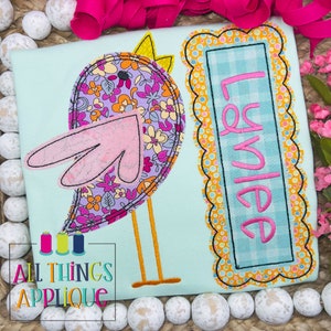 Spring Bird 5 Bean Stitch Applique Design - Machine Embroidery Design with Instant Download by All Things Applique