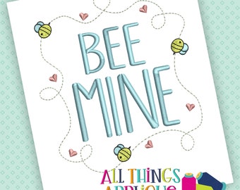 Bee Mine - Valentine Embroidery Design (#1271) - Machine Embroidery Design - INSTANT DOWNLOAD