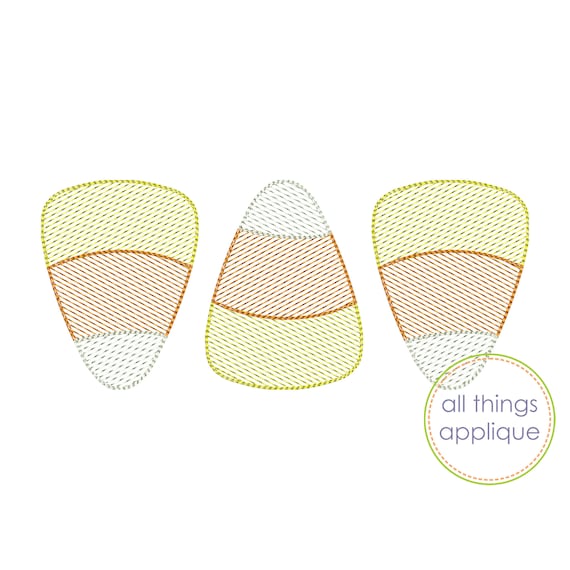 Candy Corn Scribble Trio (#1162) - Halloween Applique Design - 4 Sizes - INSTANT DOWNLOAD