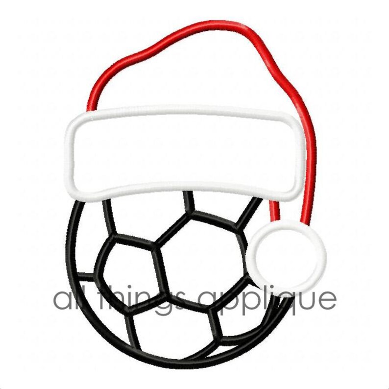 Soccer Ball Santa Hat SATIN Stitch 211 Christmas Applique Etsy
