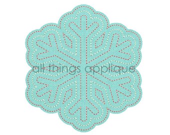 Snowflake 1 BEAN Stitch Applique Design (583) - 4 Sizes - INSTANT DOWNLOAD