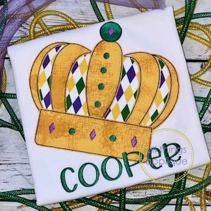 Mardi Gras Crown Applique Design - Machine Embroidery - BEAN Stitch Mardi Gras Applique - King Crown (#1588) - INSTANT DOWNLOAD