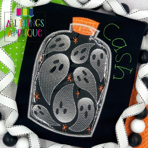 Halloween Applique Design - Ghost Potion Design using Clear Vinyl by All Things Applique