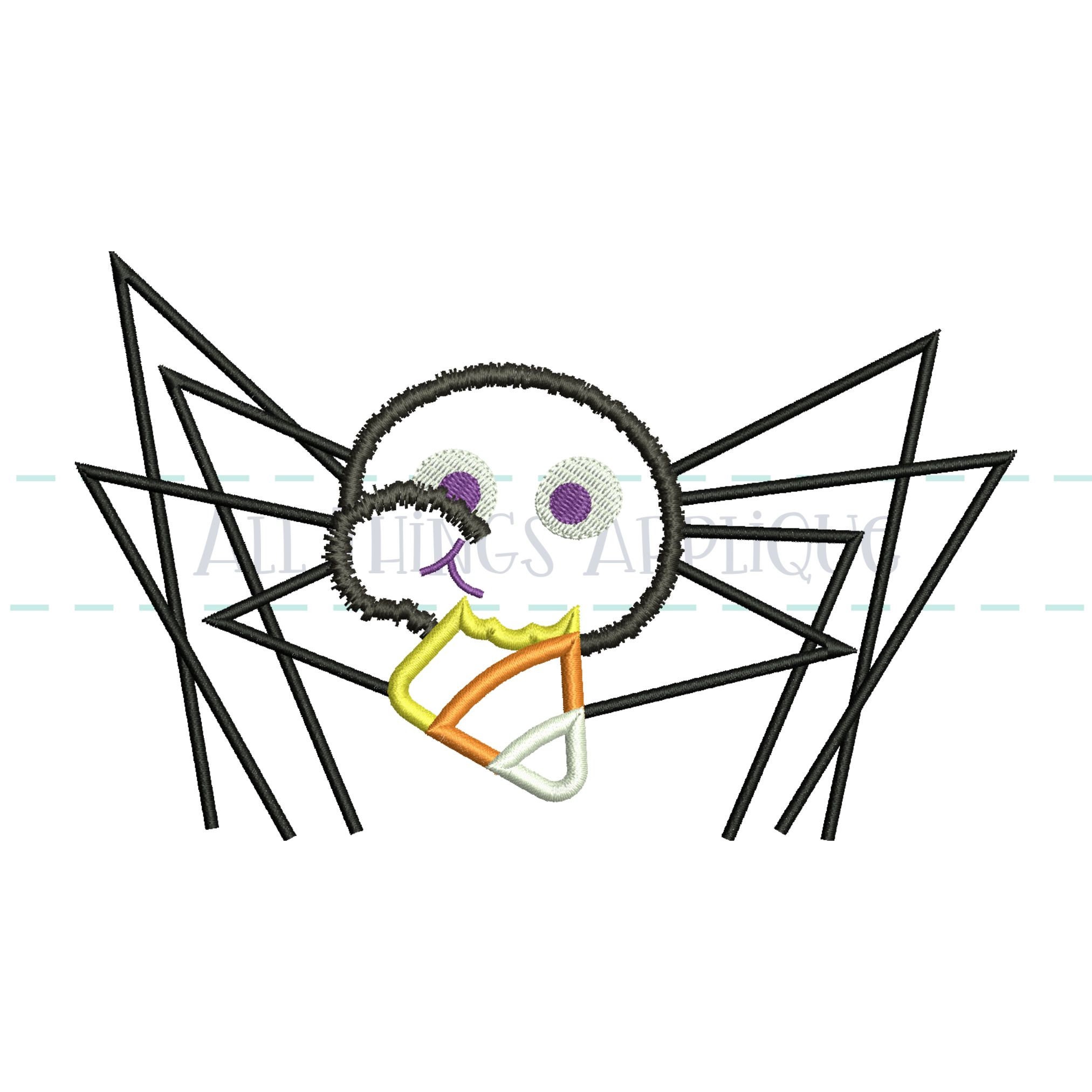 Halloween Applique Design - Spider Eating Candy Corn Satin Stitch ...